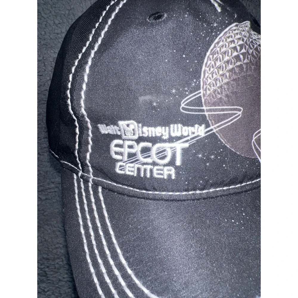 Disney Parks Epcot Center Black Spaceship Earth Adjustable Cap Hat *Rare